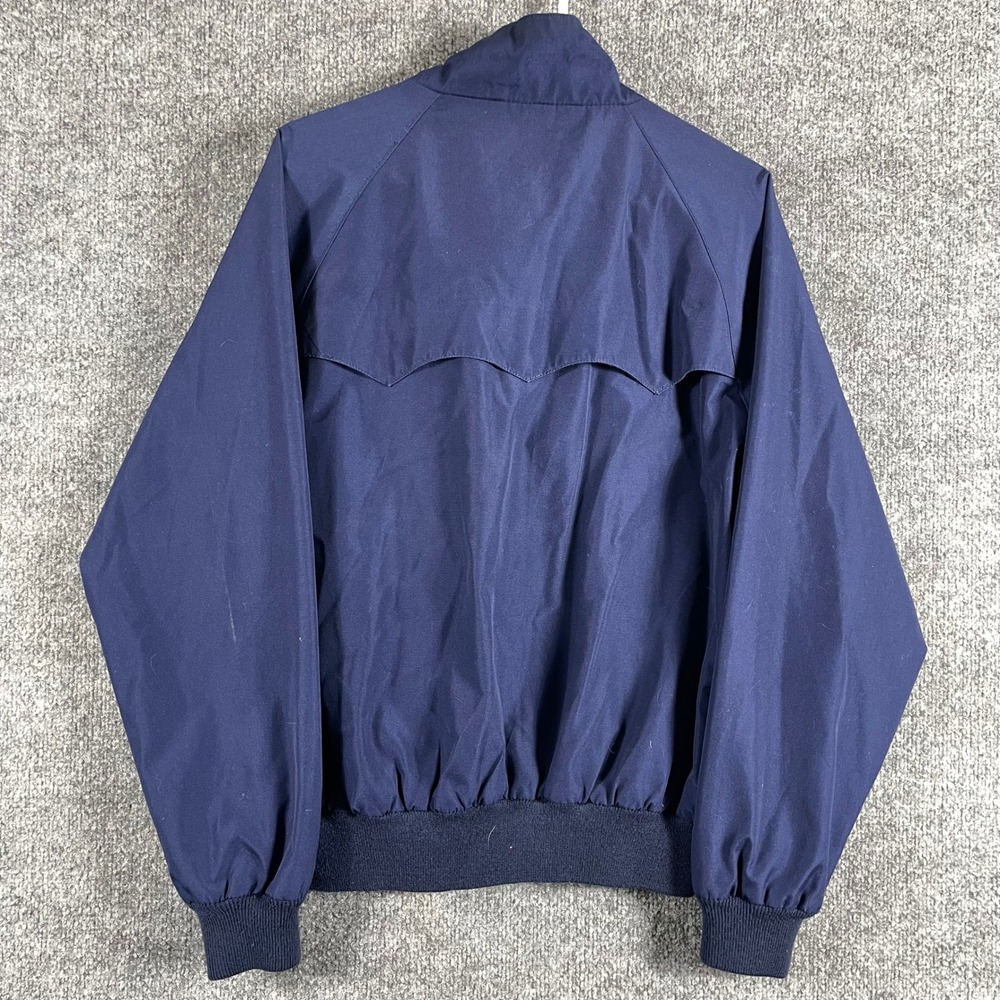 VTG Lands End Jacket Mens Medium Navy Blue Harrington Plaid Lined Full Zip 80s - Picture 11 of 12